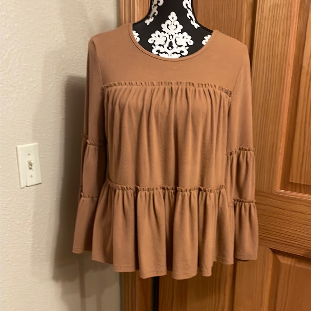 Women's Tan Peplum Top